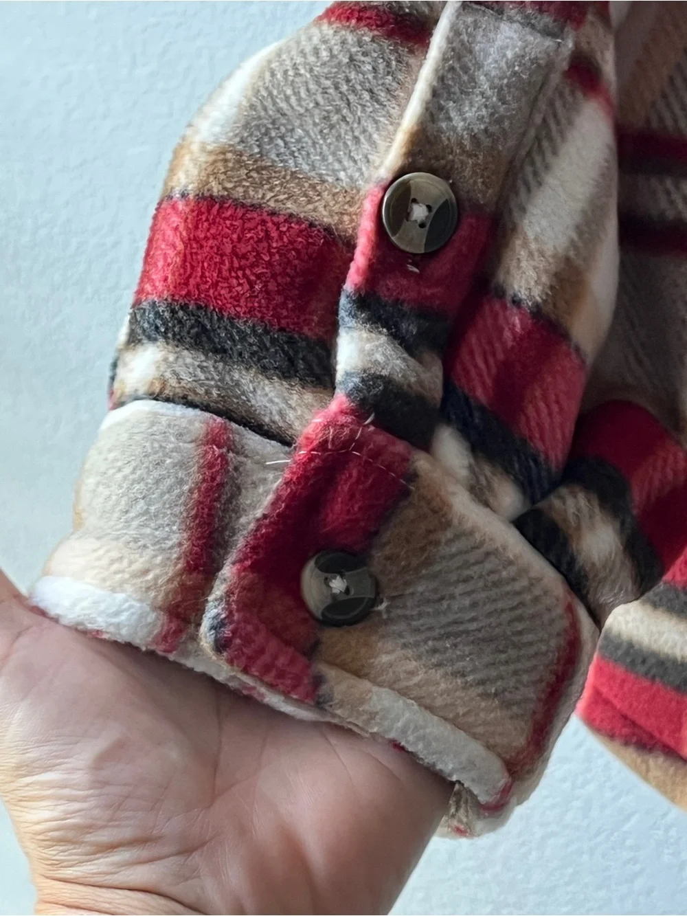 Plaid Sherpa Shacket XL Red Cream Cabin Core Lumberjack Cozy Fall Jacket